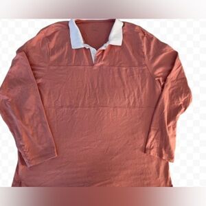 Everlane Orange Rugby Polo Shirt Classic Organic Cotton Relaxed Fit Size XL